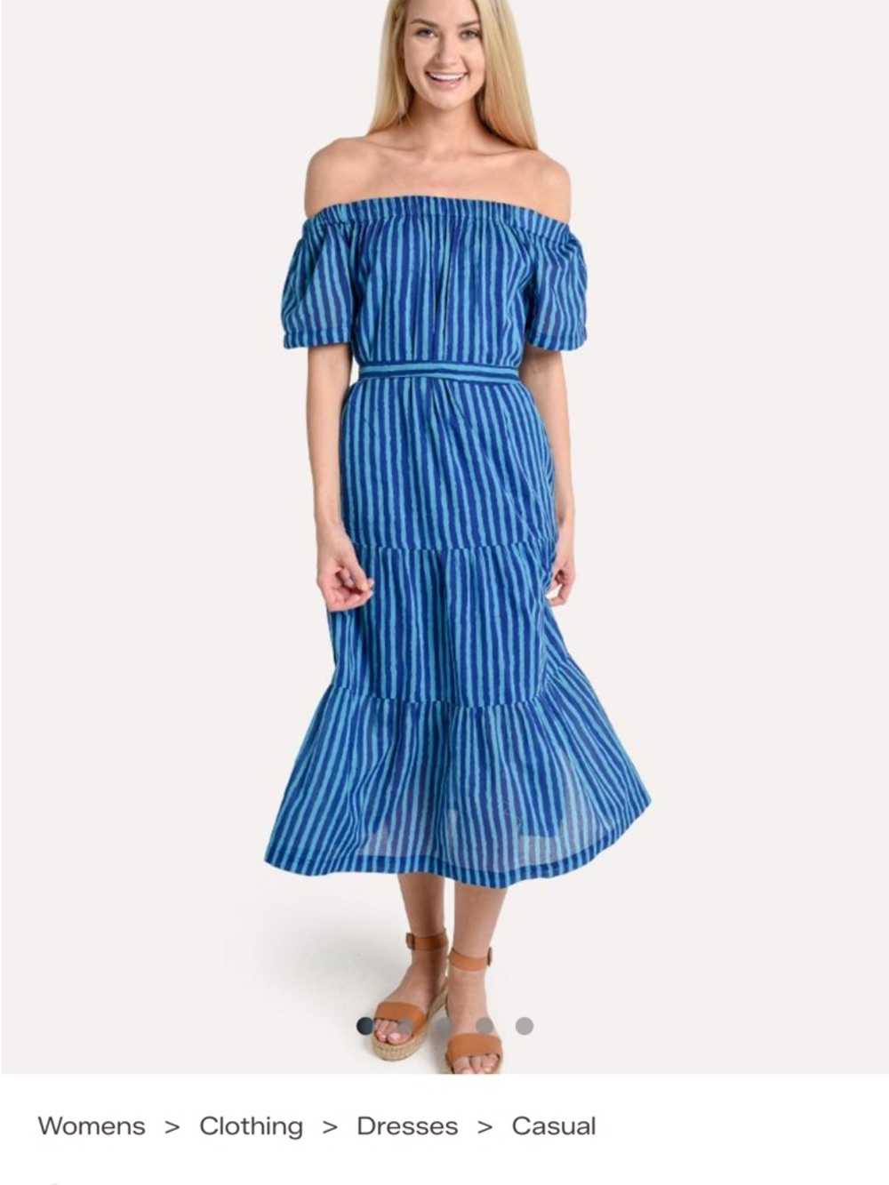 Oliphant Teal and Navy Striped Maxi Dress